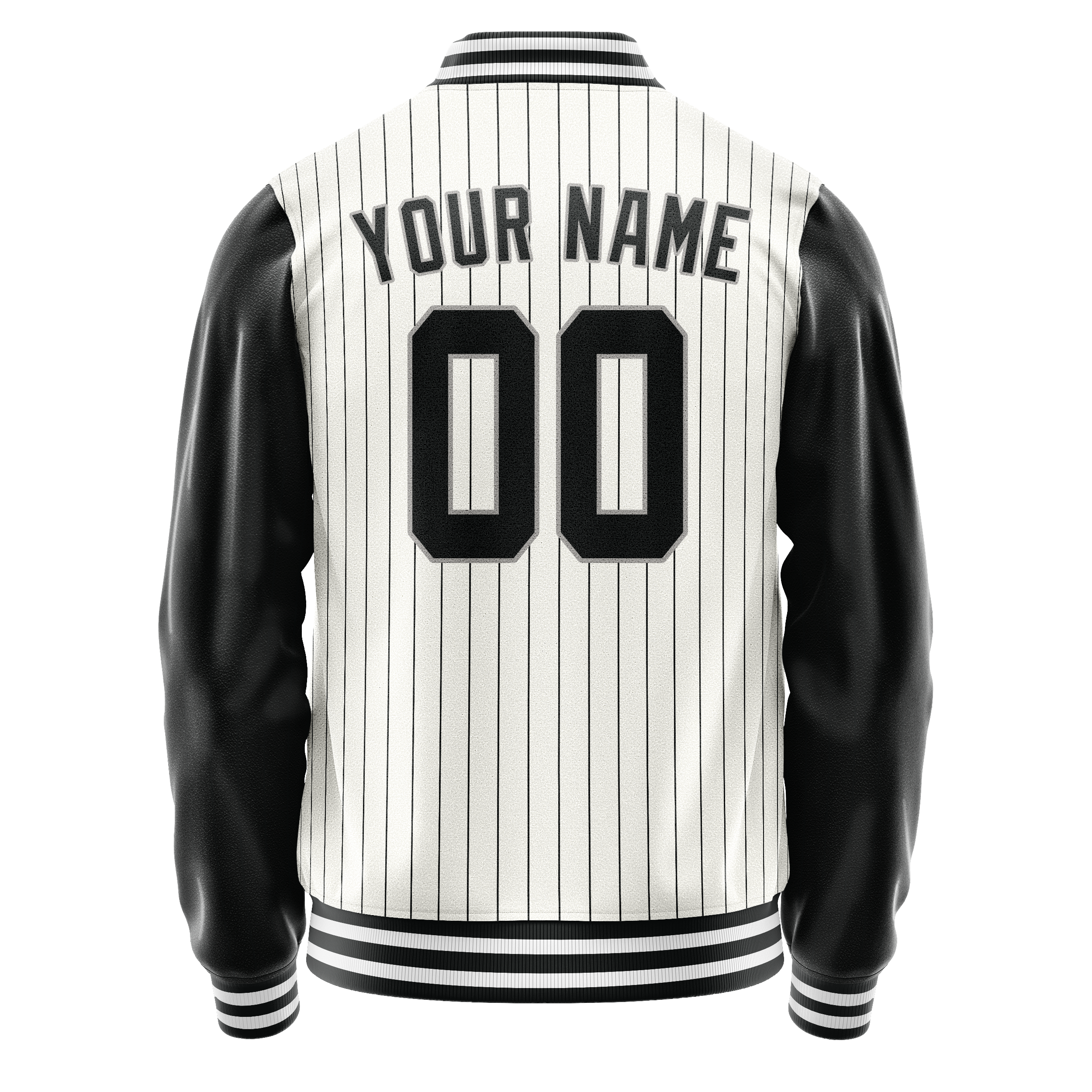 Custom White Black Gray Pinstripe Varsity Letterman Jacket JA02240617JC504