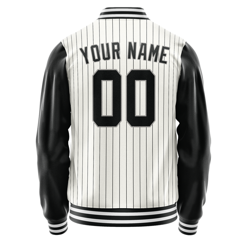 Custom White Black Gray Pinstripe Varsity Letterman Jacket JA02240617JC504