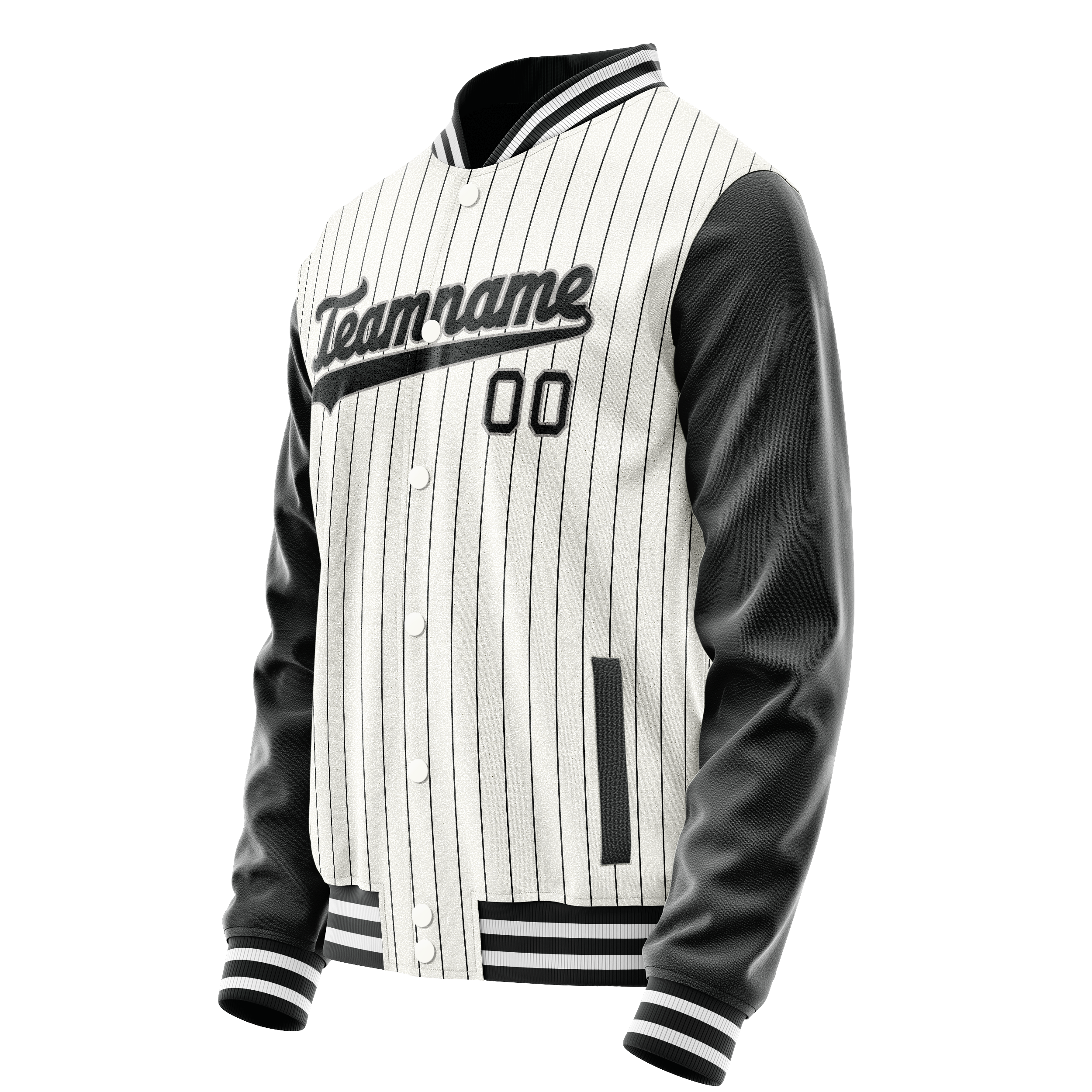 Custom White Black Gray Pinstripe Varsity Letterman Jacket JA02240617JC504