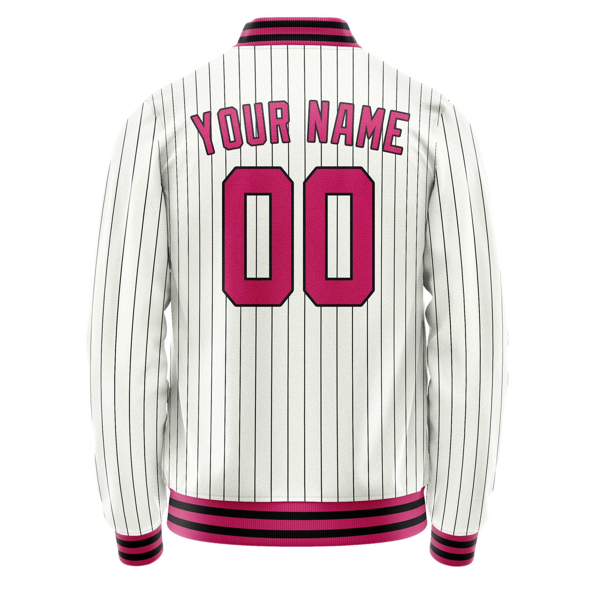 Custom White Red Black Pinstripe Varsity Letterman Jacket JA02240617JC495
