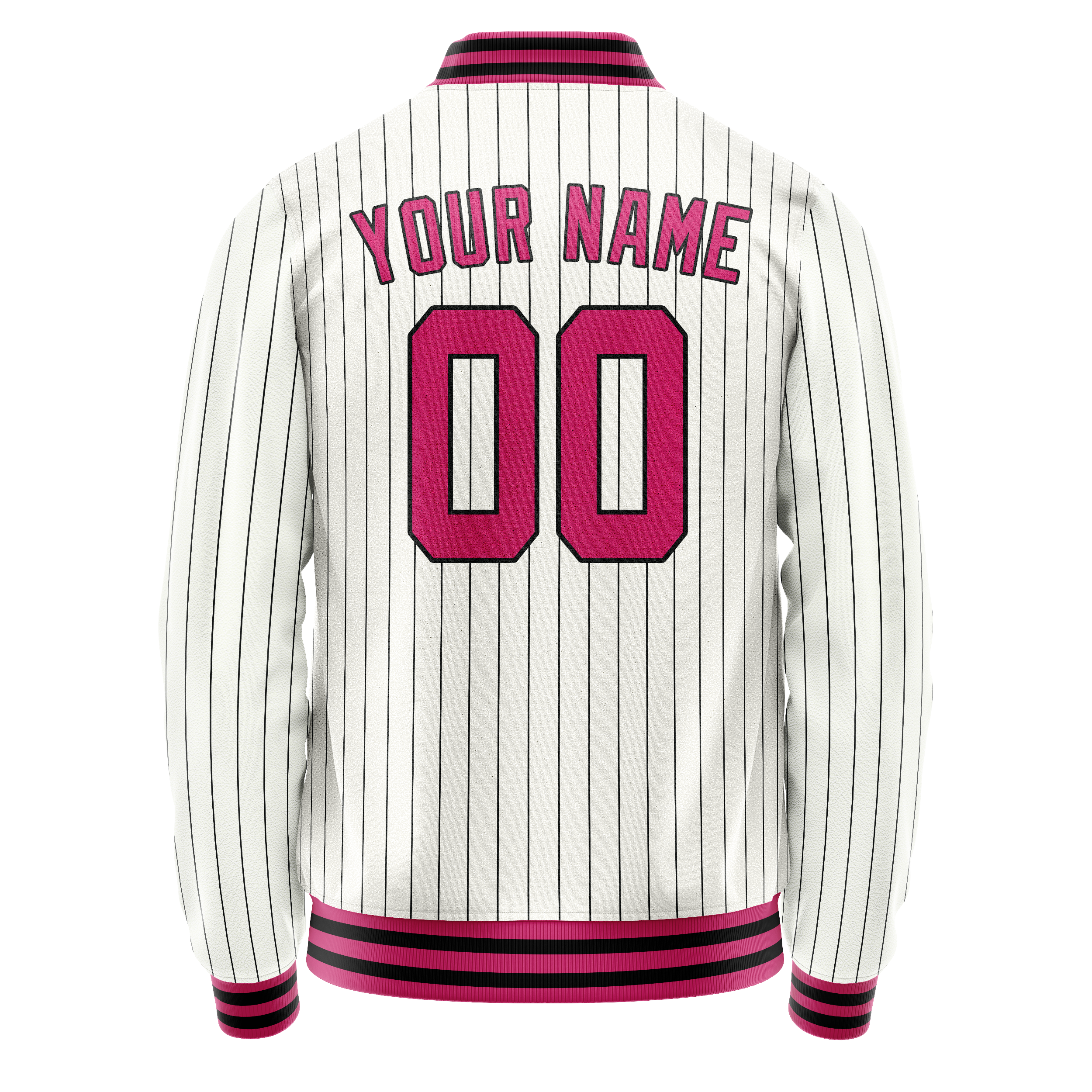 Custom White Red Black Pinstripe Varsity Letterman Jacket JA02240617JC495