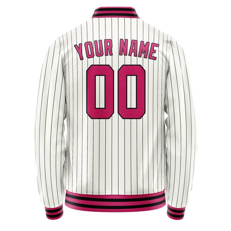 Custom White Red Black Pinstripe Varsity Letterman Jacket JA02240617JC495