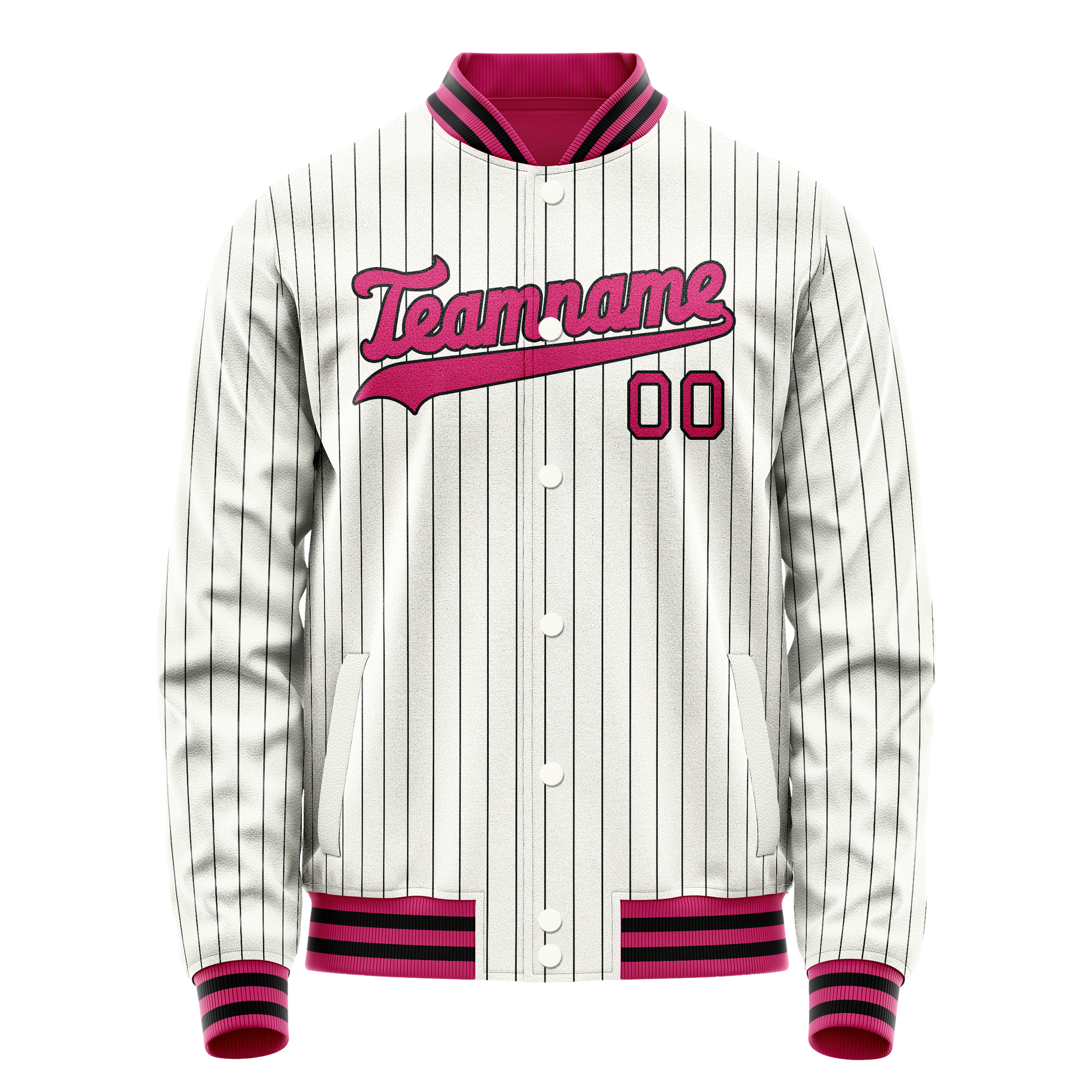 Custom White Red Black Pinstripe Varsity Letterman Jacket JA02240617JC495