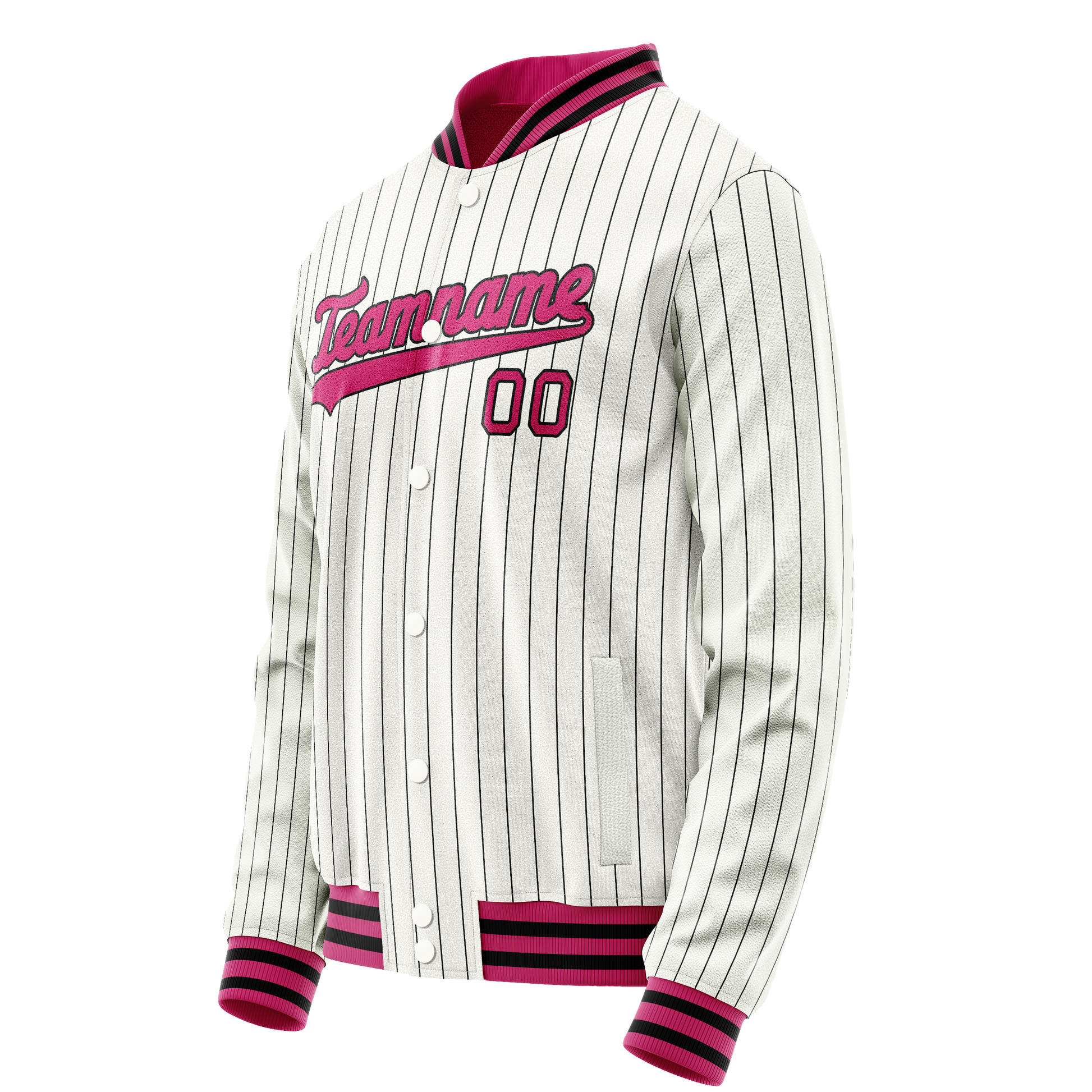 Custom White Red Black Pinstripe Varsity Letterman Jacket JA02240617JC495