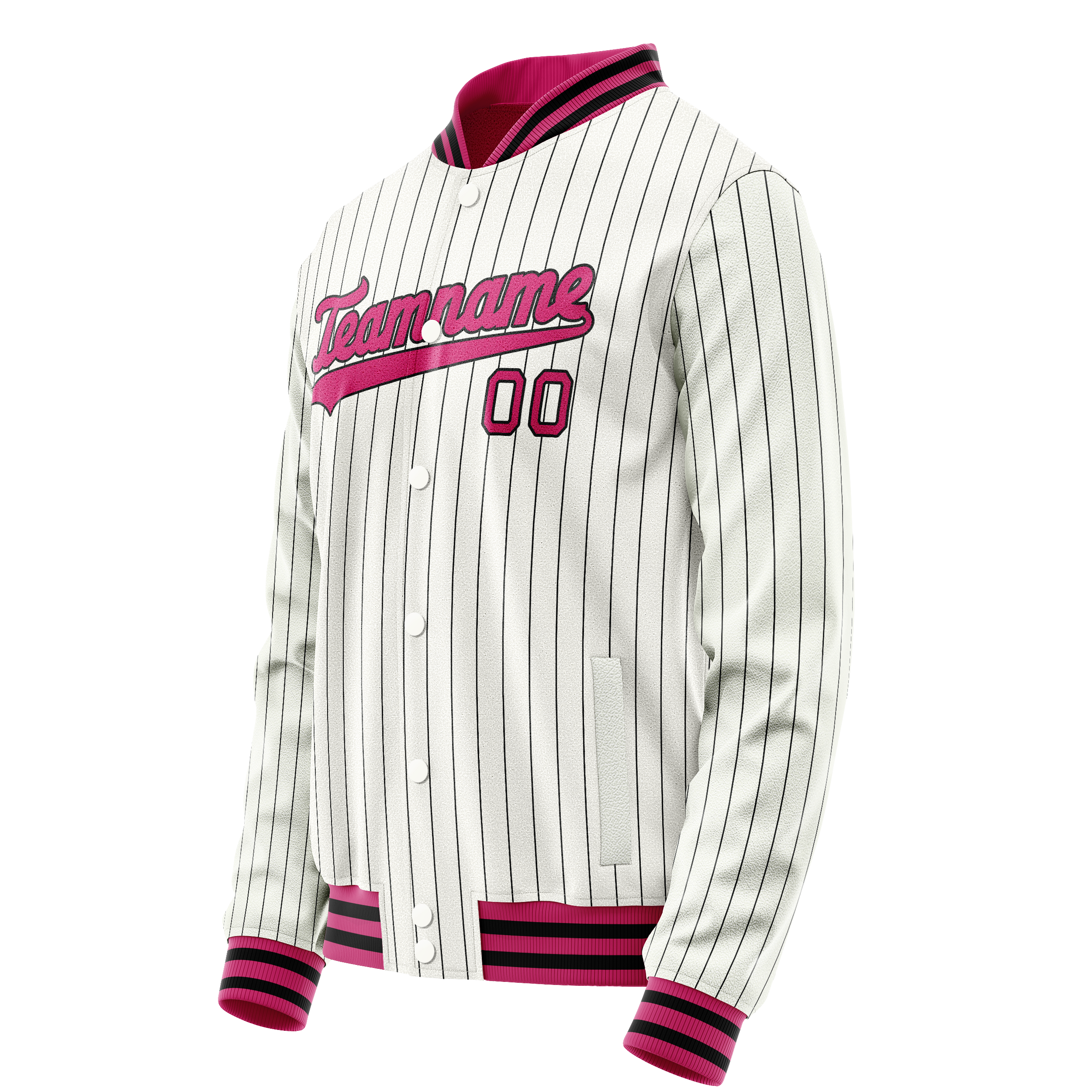 Custom White Red Black Pinstripe Varsity Letterman Jacket JA02240617JC495