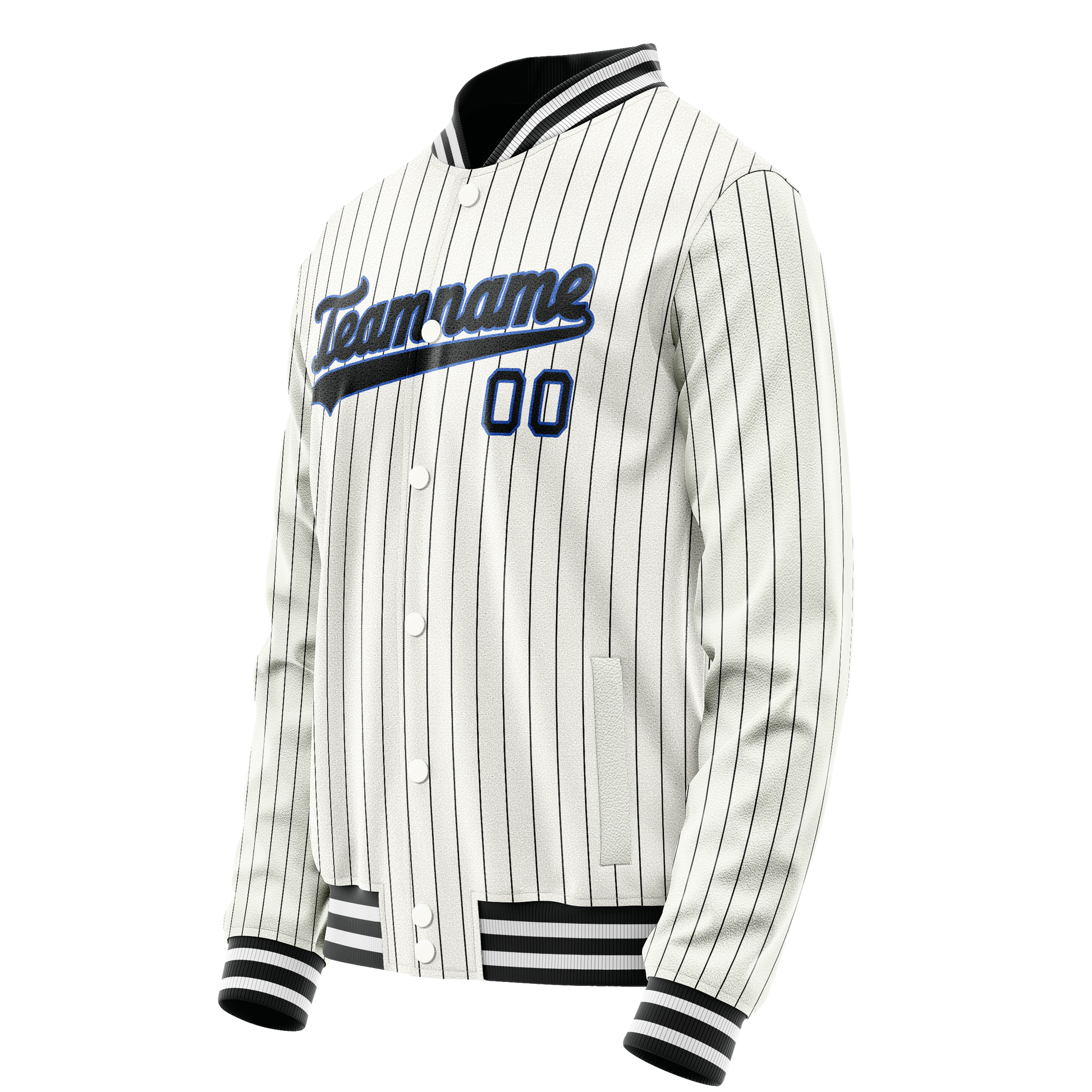 Custom White Navy Navy Pinstripe Varsity Letterman Jacket JA02240617JC506