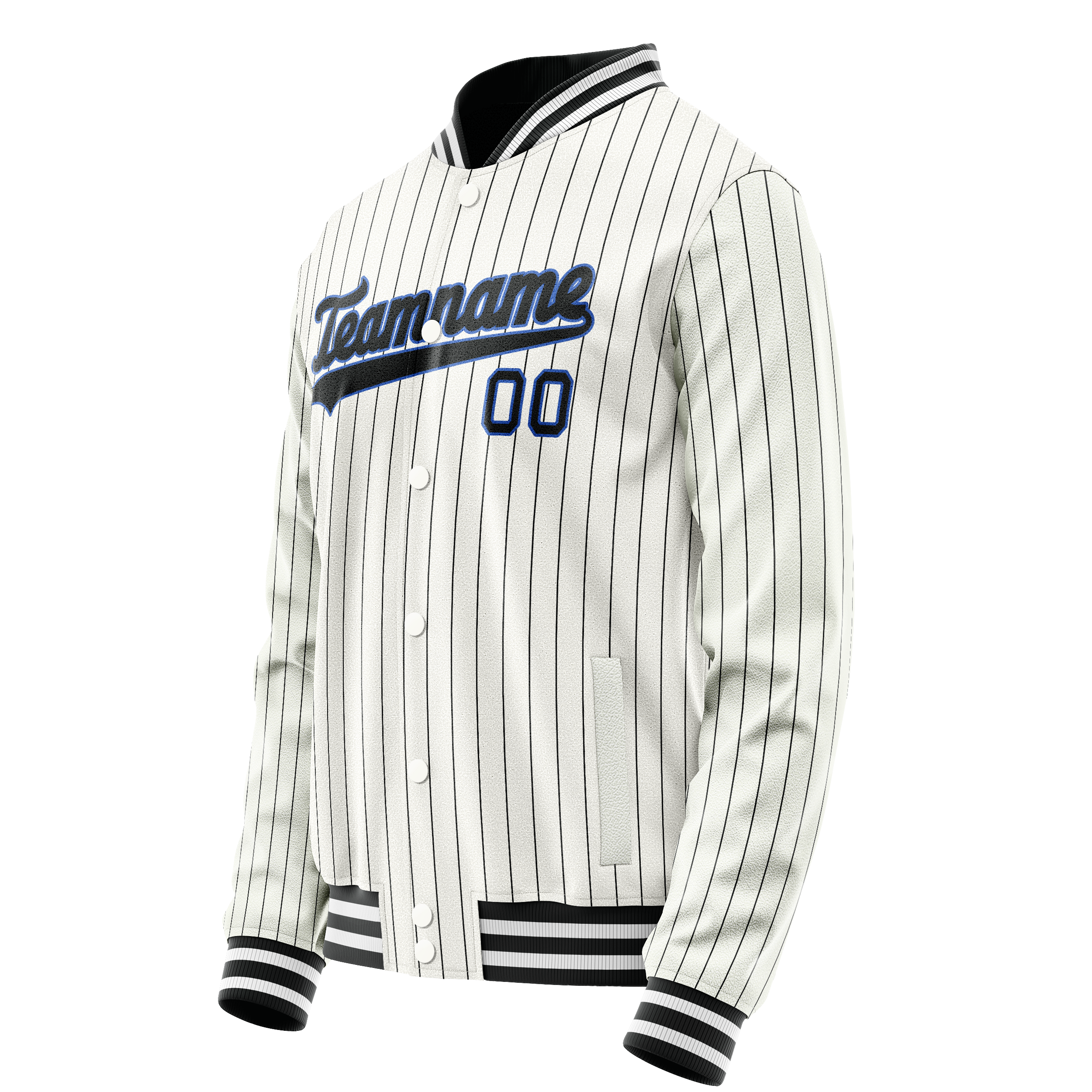 Custom White Navy Navy Pinstripe Varsity Letterman Jacket JA02240617JC506
