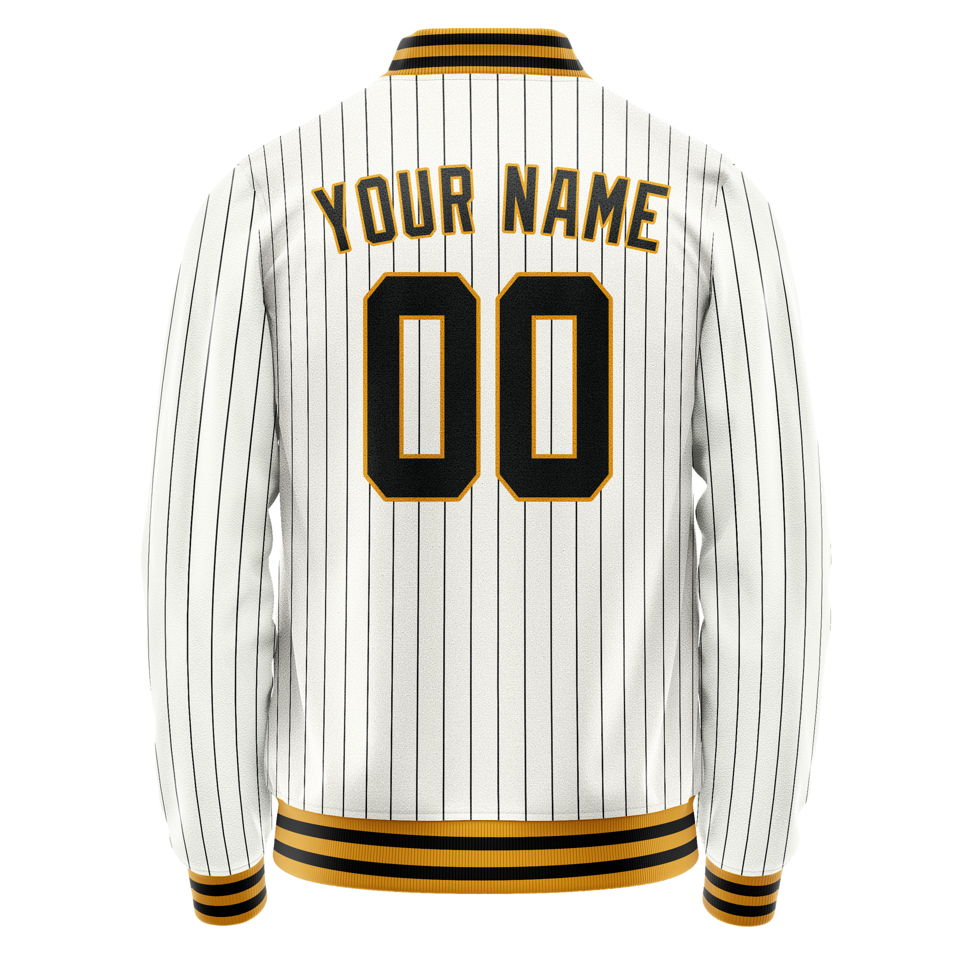 Custom White Black Black Pinstripe Varsity Letterman Jacket JA02240617JC490