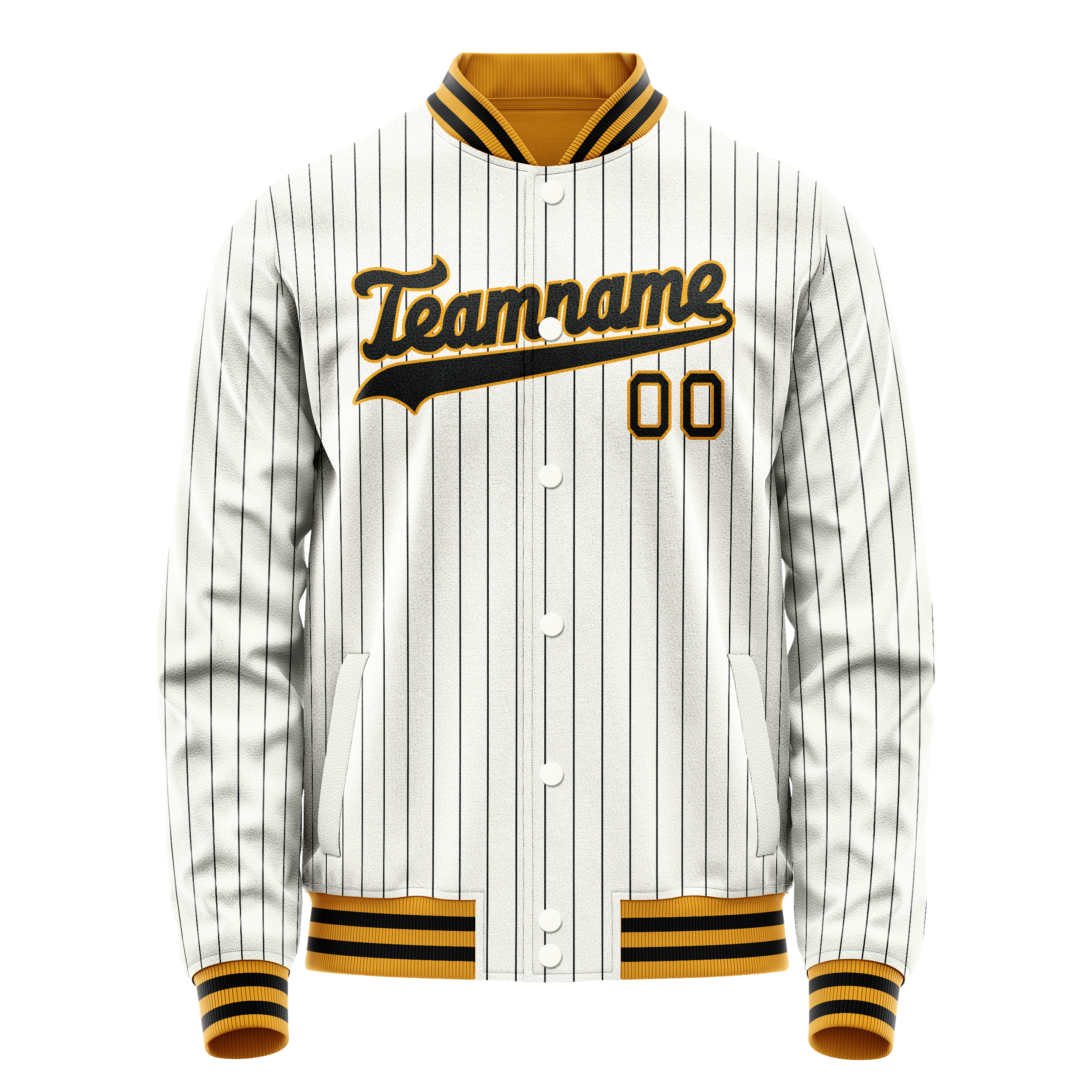 Custom White Black Black Pinstripe Varsity Letterman Jacket JA02240617JC490