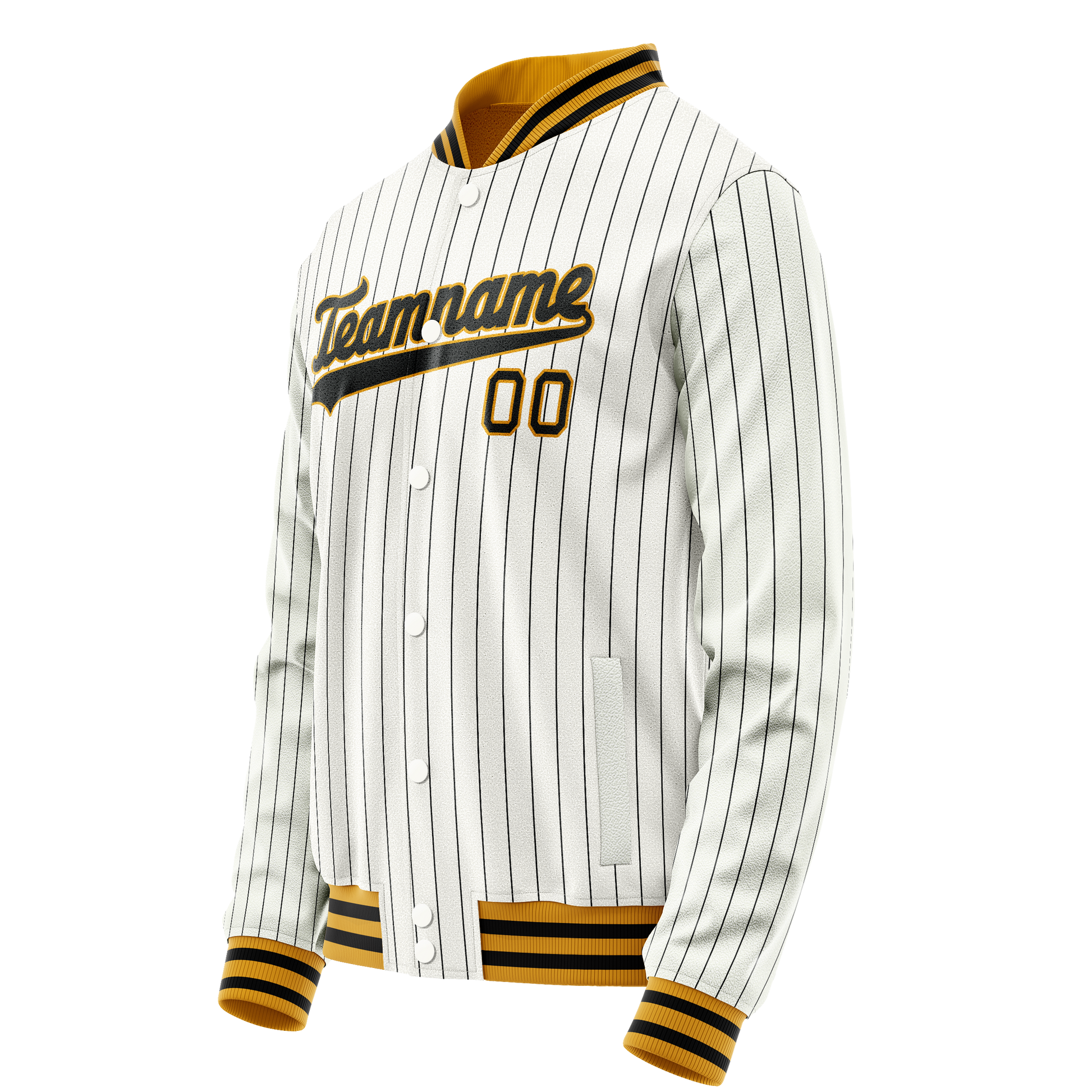 Custom White Black Black Pinstripe Varsity Letterman Jacket JA02240617JC490