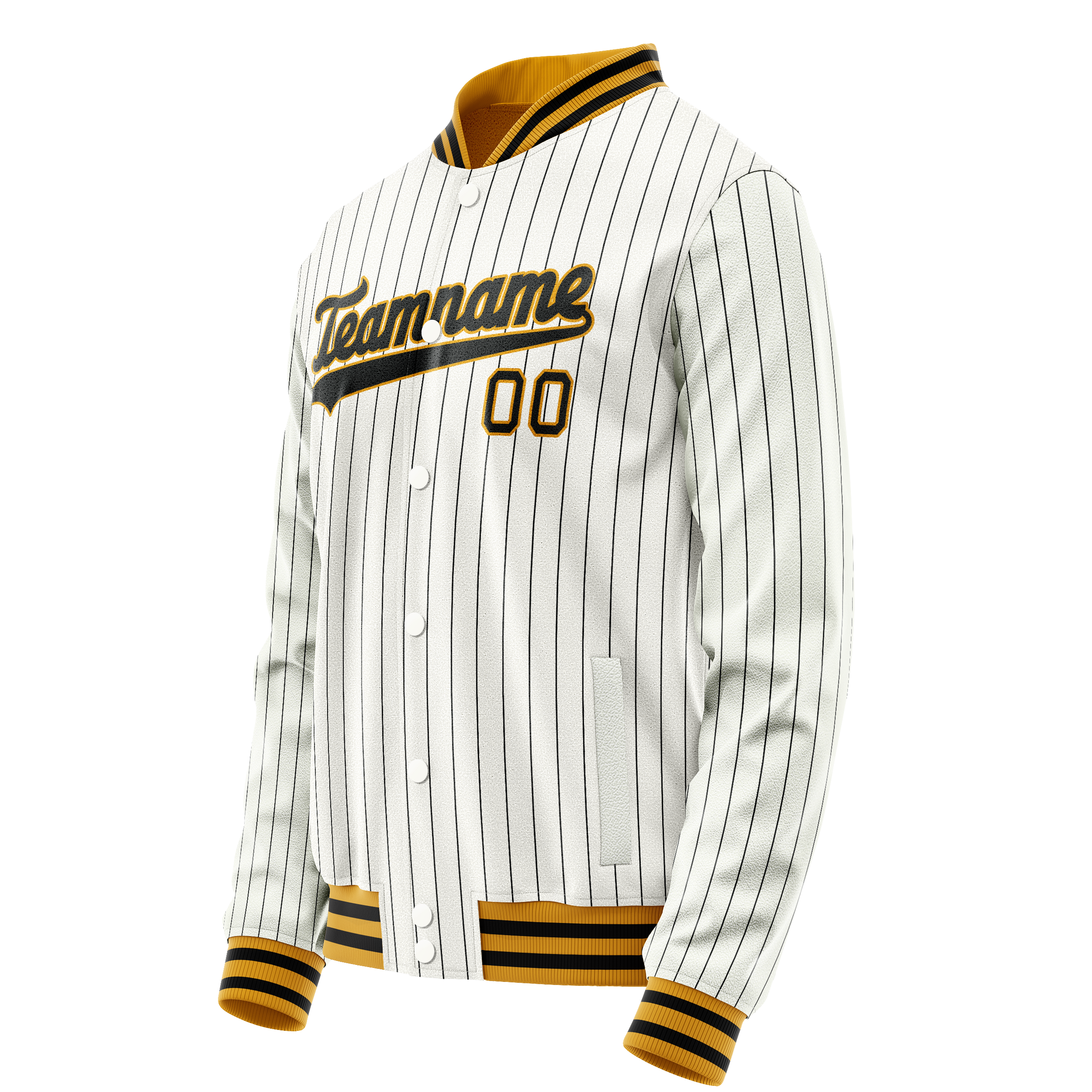 Custom White Black Black Pinstripe Varsity Letterman Jacket JA02240617JC490
