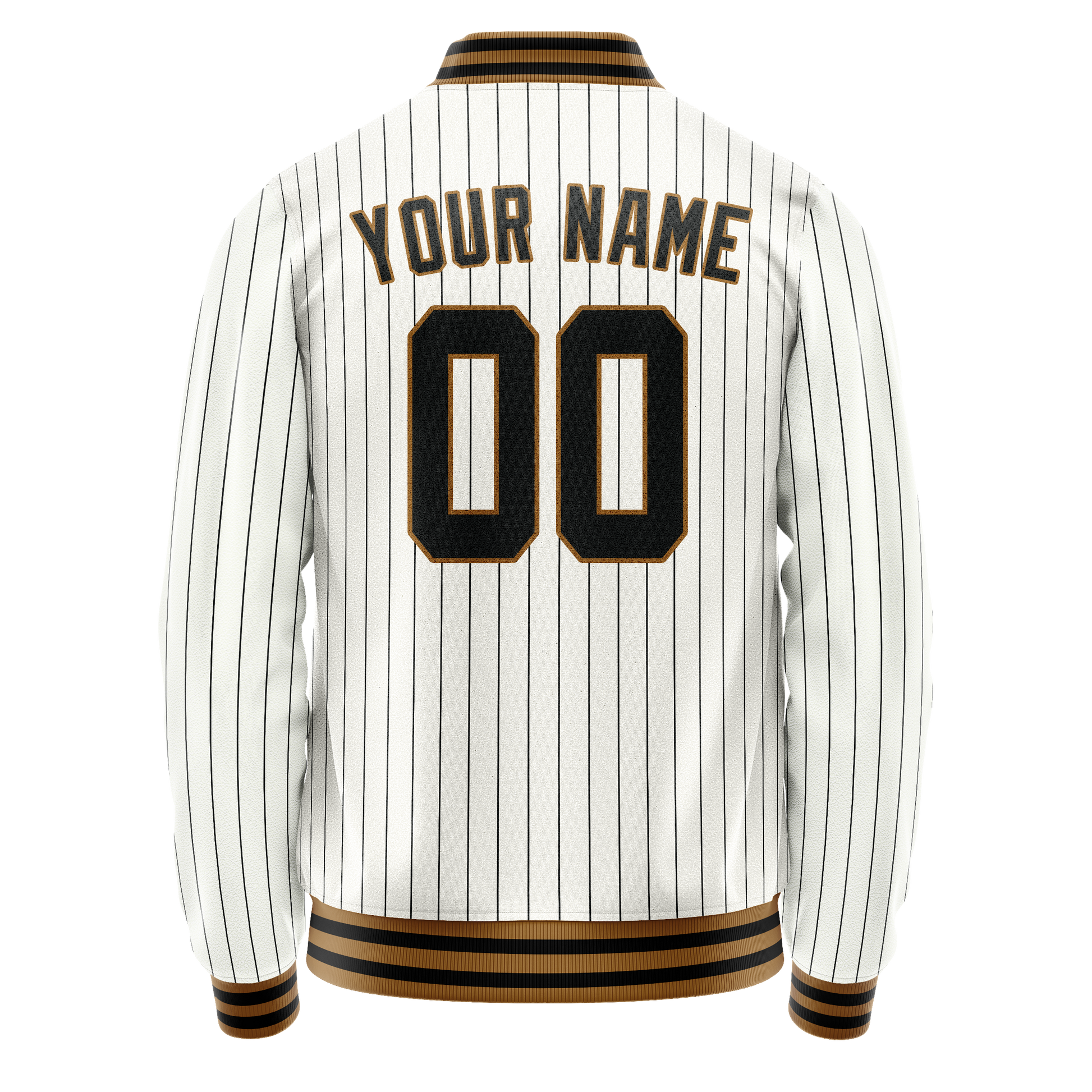 Custom White Black Black Pinstripe Varsity Letterman Jacket JA02240617JC481