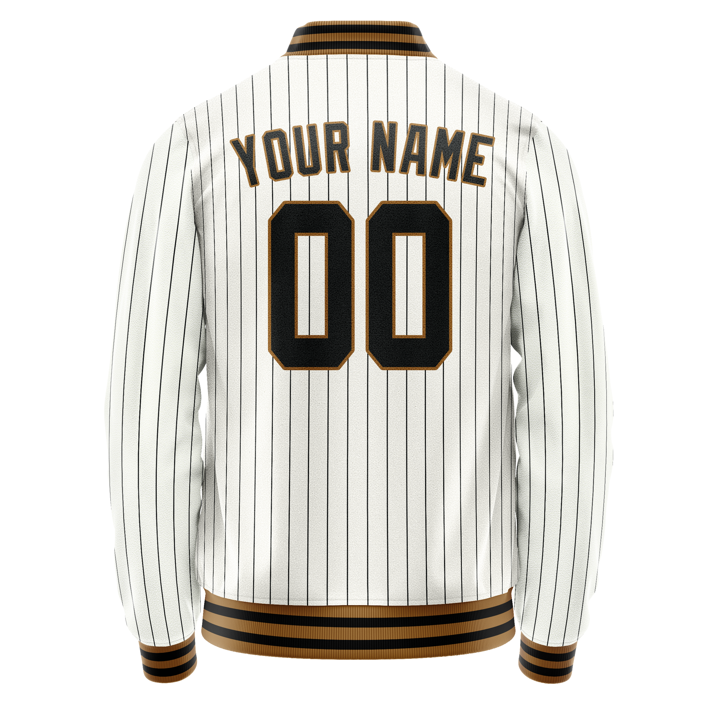 Custom White Black Black Pinstripe Varsity Letterman Jacket JA02240617JC481