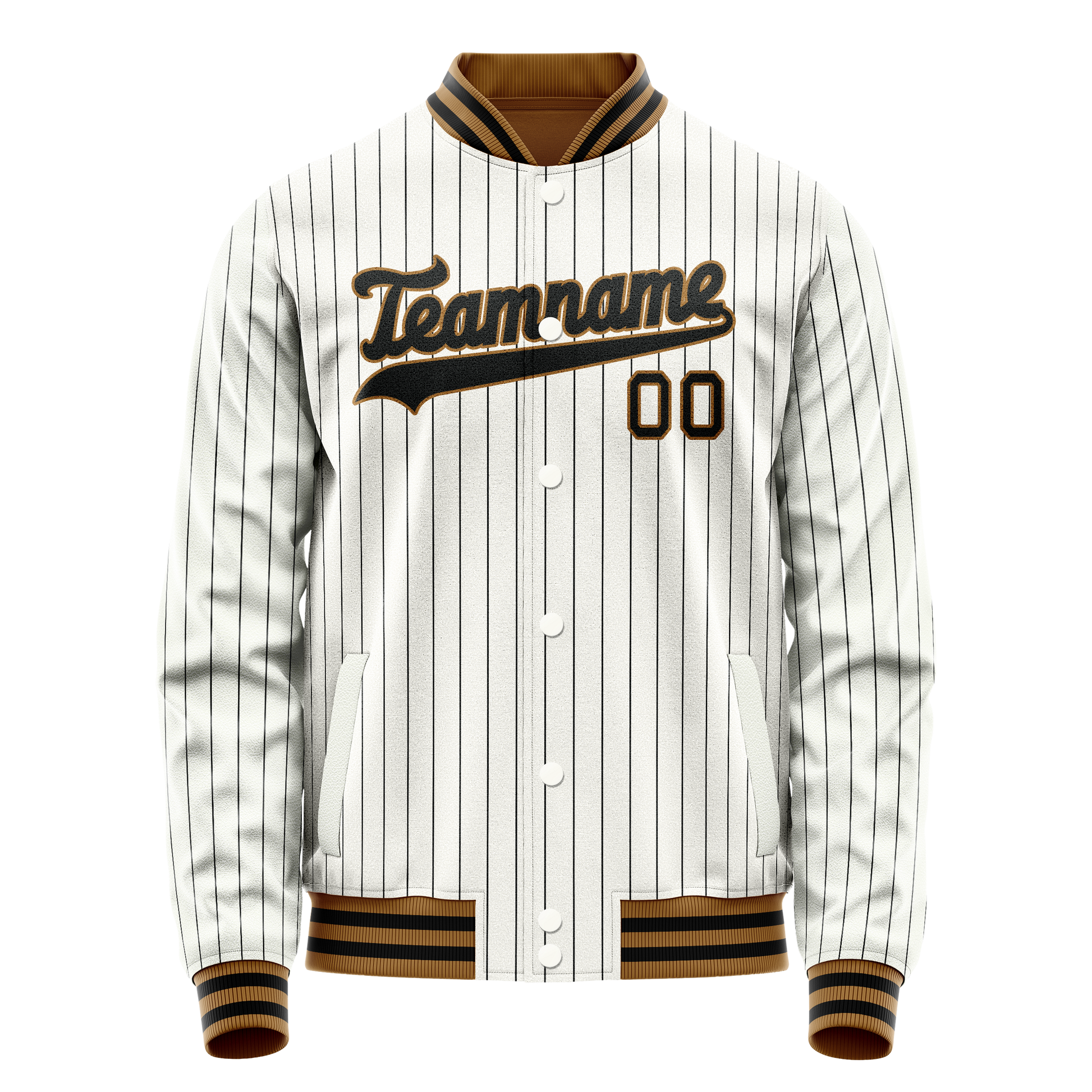 Custom White Black Black Pinstripe Varsity Letterman Jacket JA02240617JC481