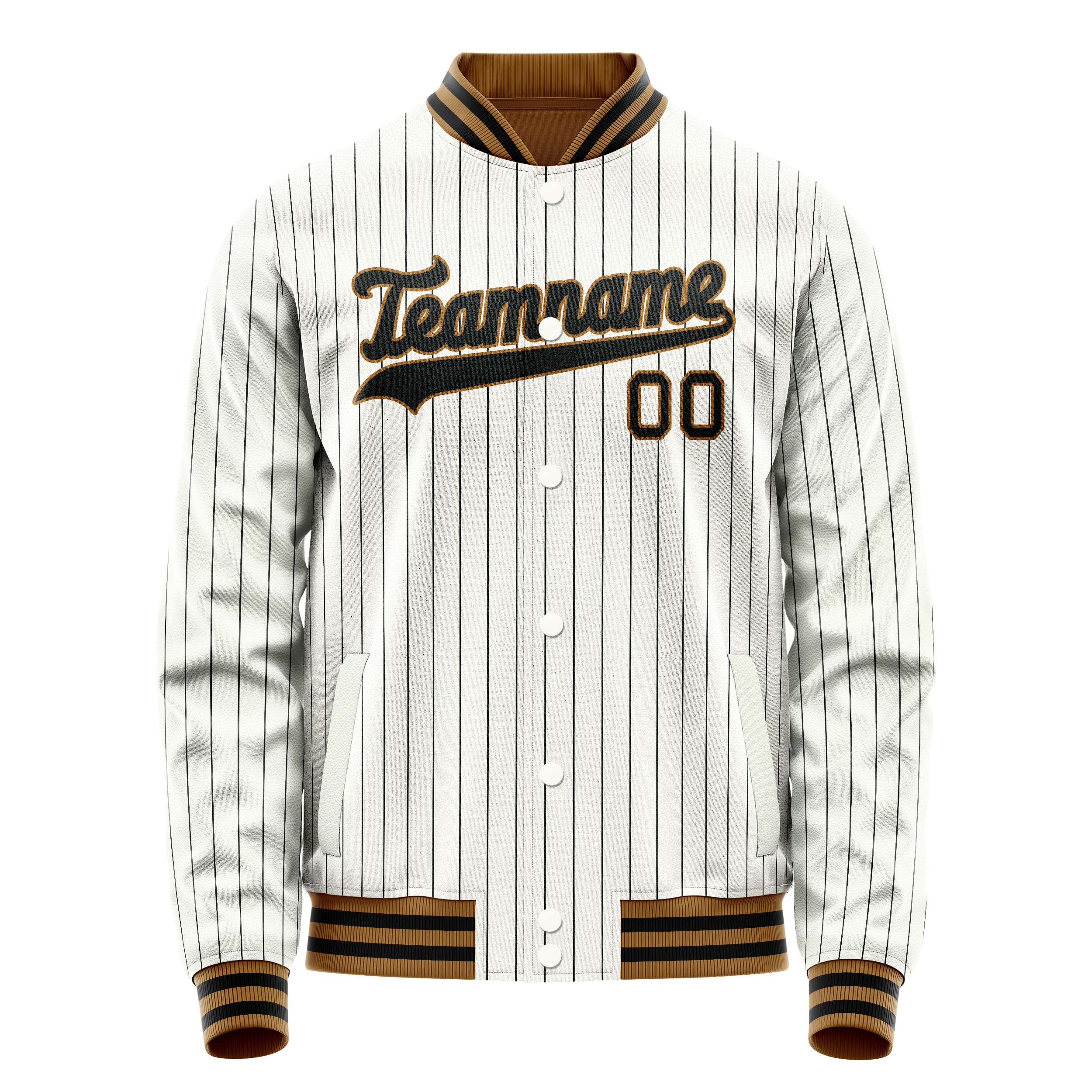 Custom White Black Black Pinstripe Varsity Letterman Jacket JA02240617JC481