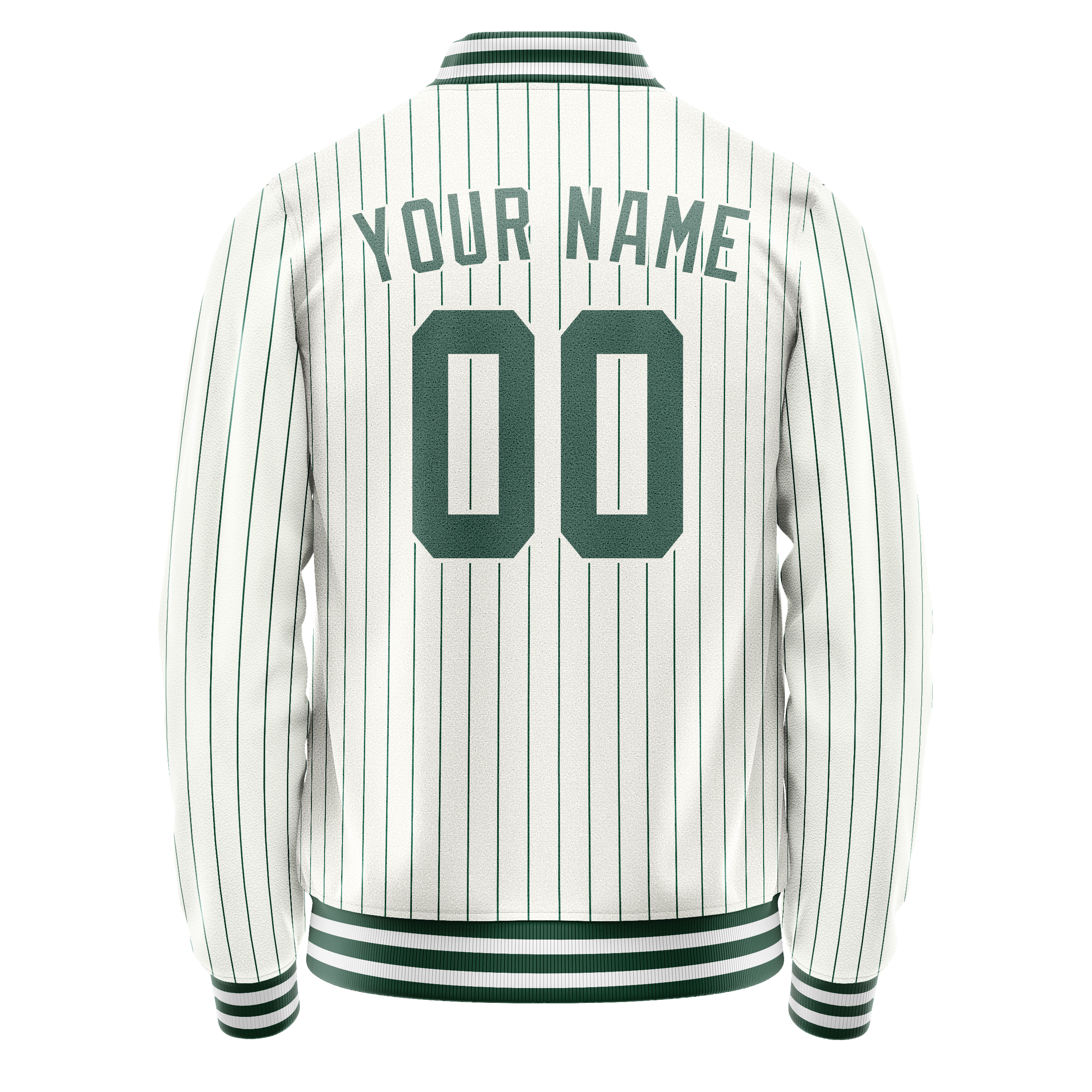 Custom White Teal Teal Pinstripe Varsity Letterman Jacket JA02240617JC486