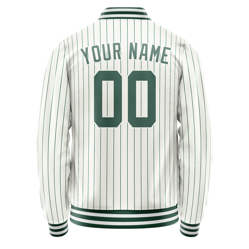 Custom White Teal Teal Pinstripe Varsity Letterman Jacket JA02240617JC486