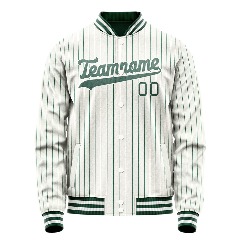 Custom White Teal Teal Pinstripe Varsity Letterman Jacket JA02240617JC486