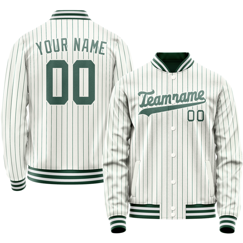 Custom White Teal Teal Pinstripe Varsity Letterman Jacket JA02240617JC486
