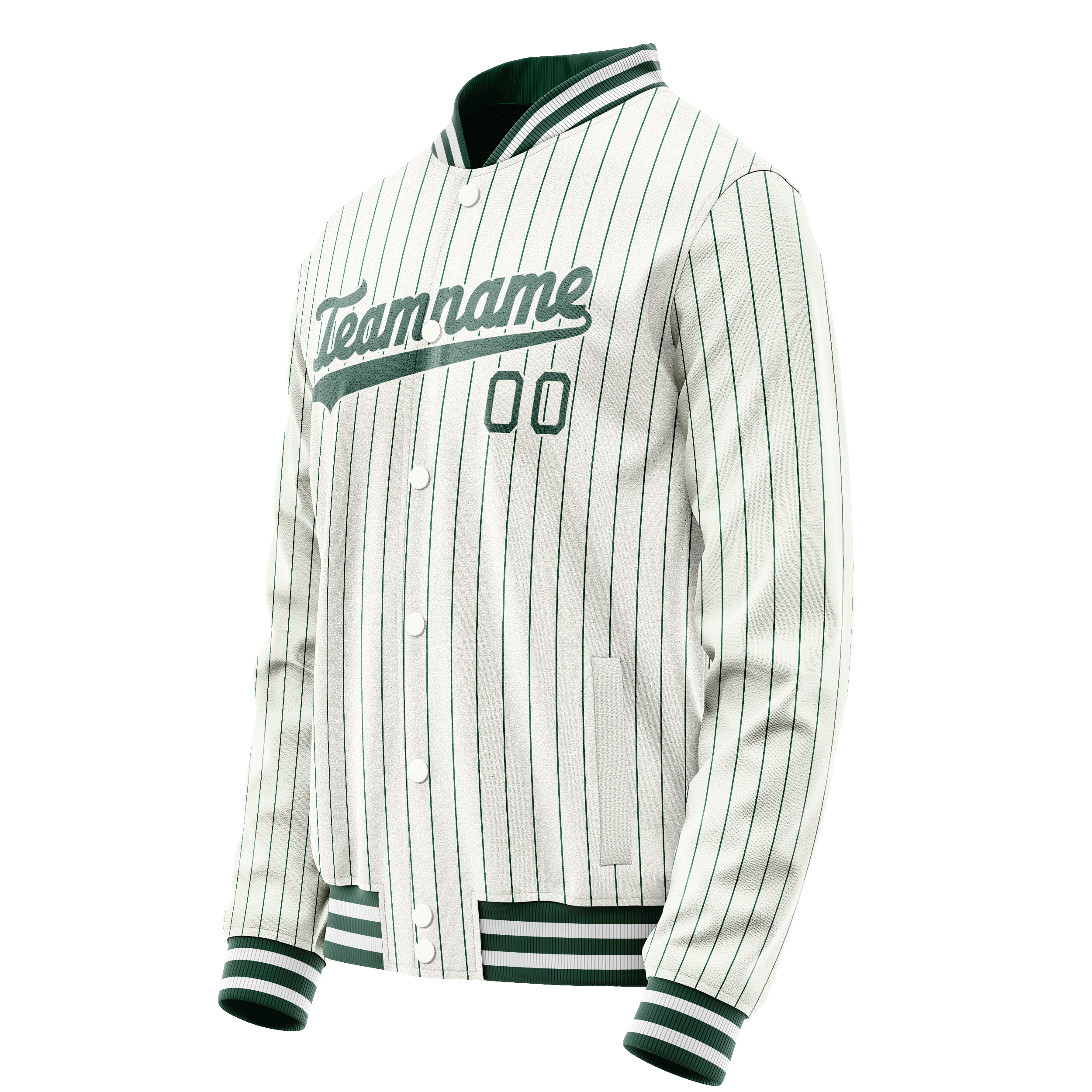 Custom White Teal Teal Pinstripe Varsity Letterman Jacket JA02240617JC486