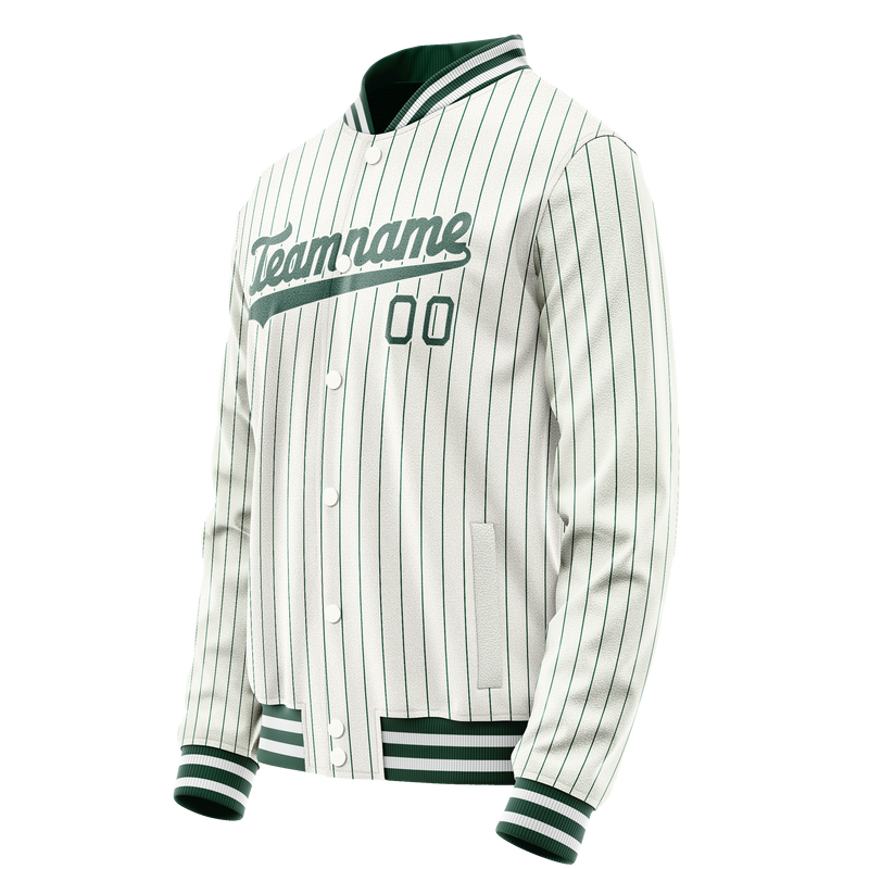 Custom White Teal Teal Pinstripe Varsity Letterman Jacket JA02240617JC486