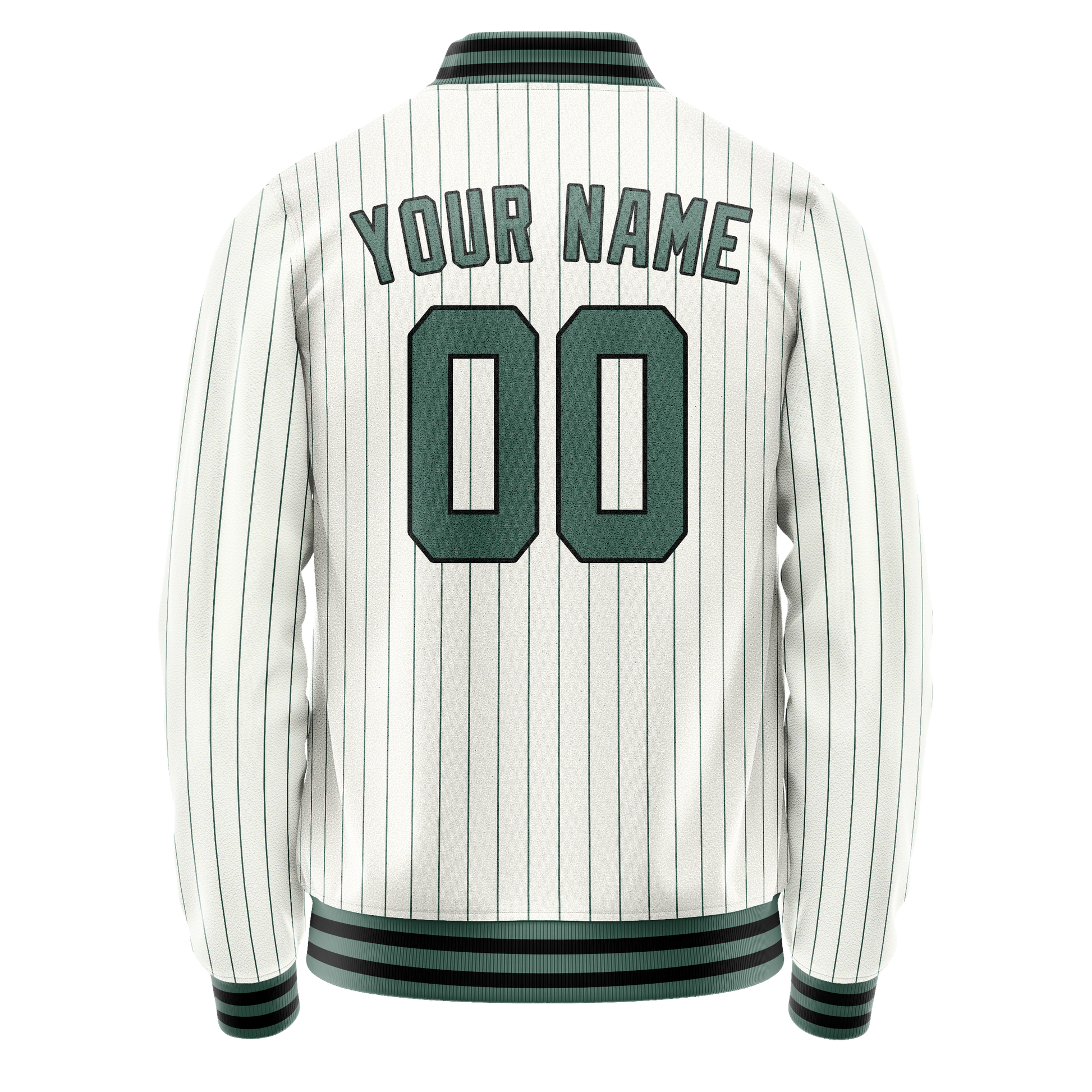Custom White Teal Teal Pinstripe Varsity Letterman Jacket JA02240617JC497