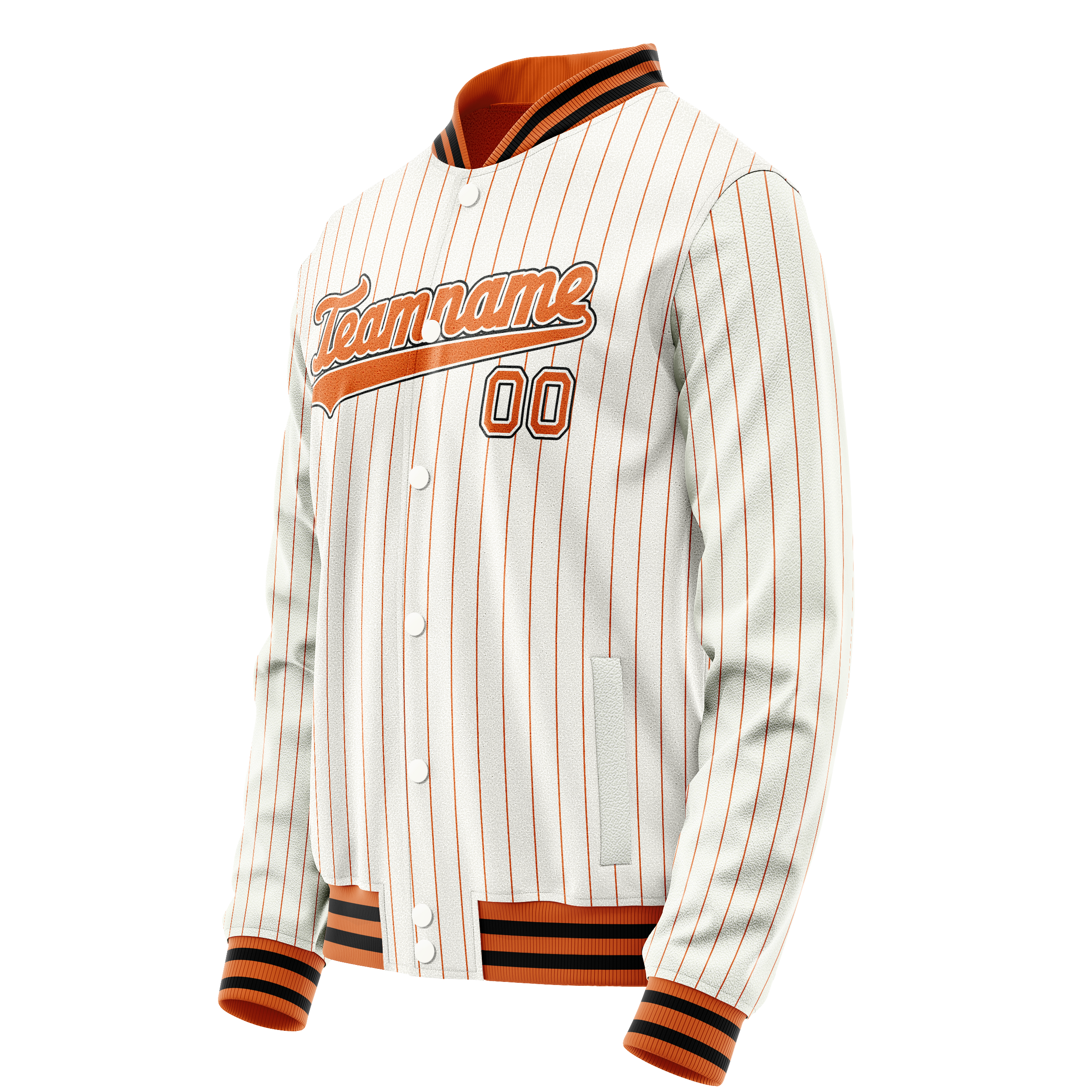 Custom White Orange Orange Pinstripe Varsity Letterman Jacket JA02240617JC483