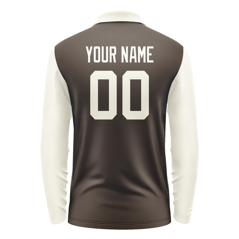 Custom Brown Cream Long Sleeve Polo Shirt Pl010303B103