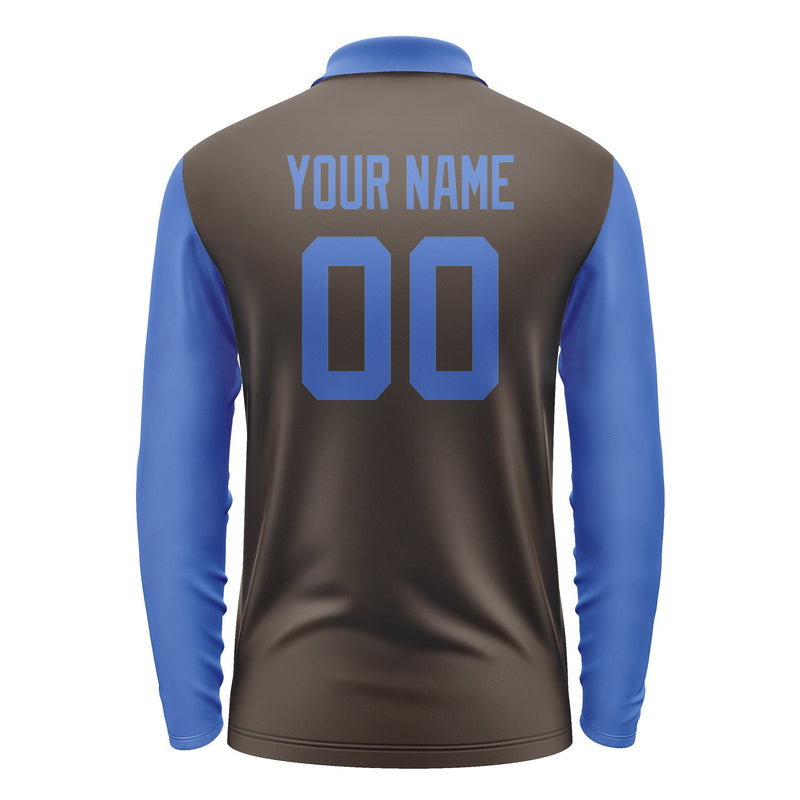 Custom Brown Sky Blue Long Sleeve Polo Shirt Pl010909B109