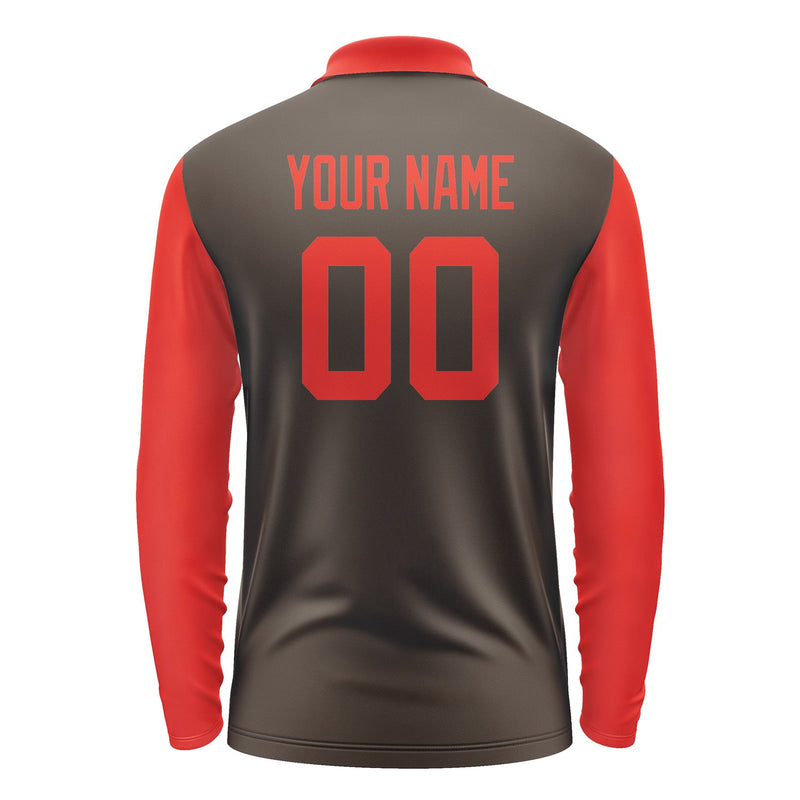 Custom Brown Orange Red Long Sleeve Polo Shirt Pl011212B112