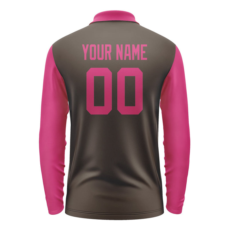 Custom Brown Pink Long Sleeve Polo Shirt Pl011313B113