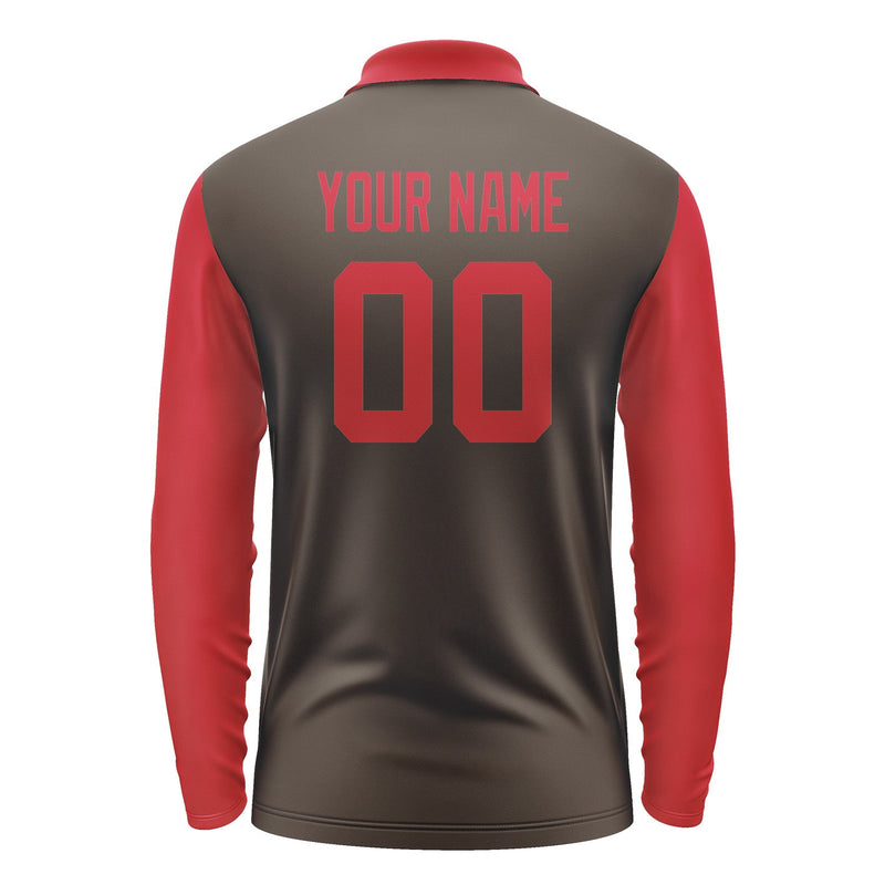 Custom Brown Red Long Sleeve Polo Shirt Pl011414B114