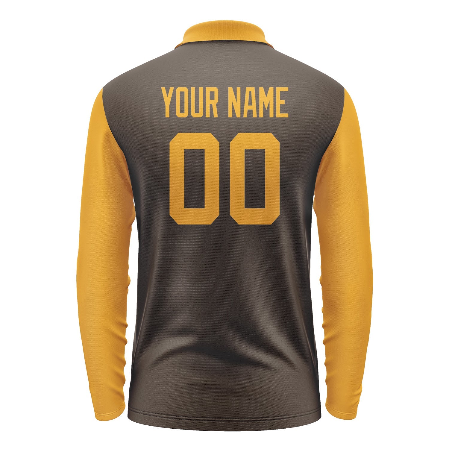 Custom Brown Yellow Long Sleeve Polo Shirt Pl011919B119