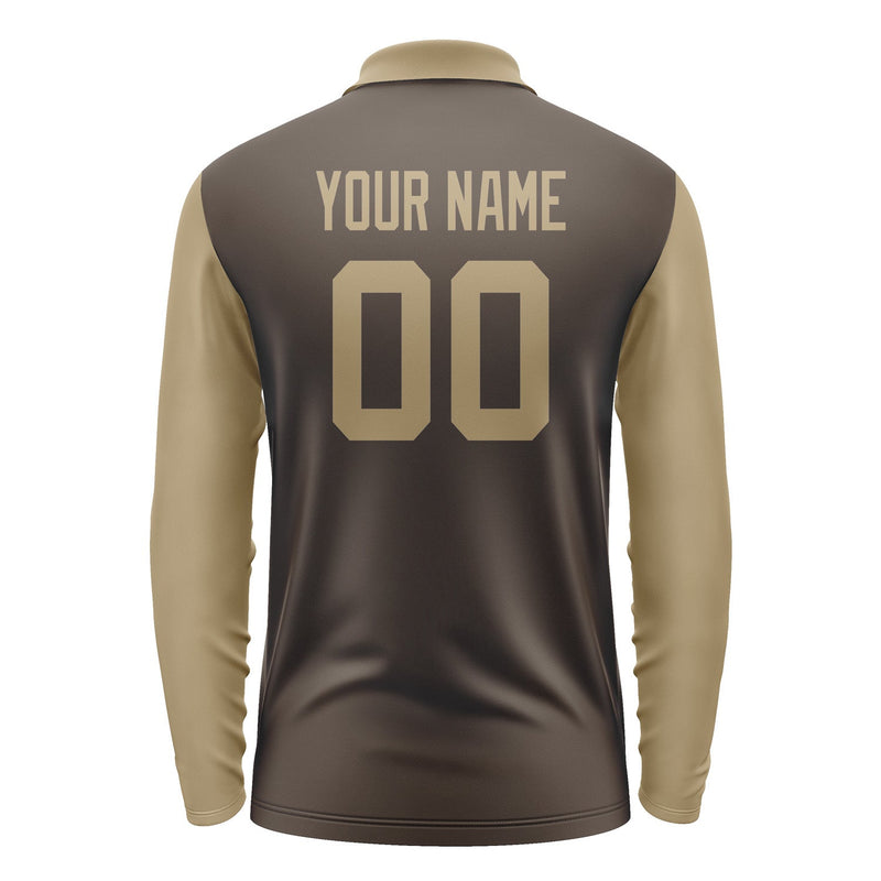 Custom Brown Light Khaki Long Sleeve Polo Shirt Pl012525B125