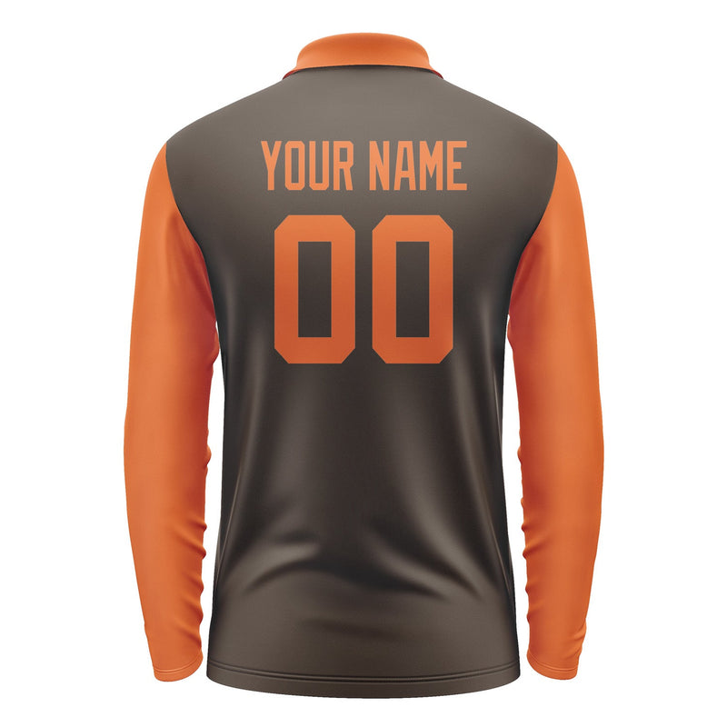 Custom Brown Orange Long Sleeve Polo Shirt Pl012828B128