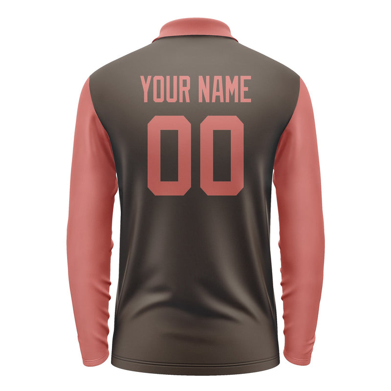 Custom Brown Copper Rose Long Sleeve Polo Shirt Pl012929B129