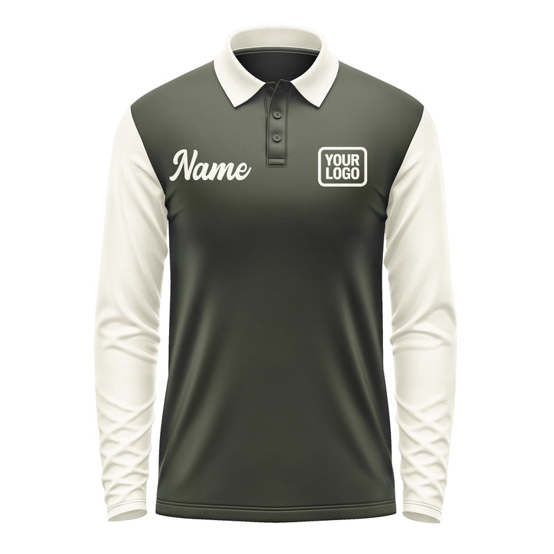Custom Olive Cream Long Sleeve Polo Shirt Pl020303B103