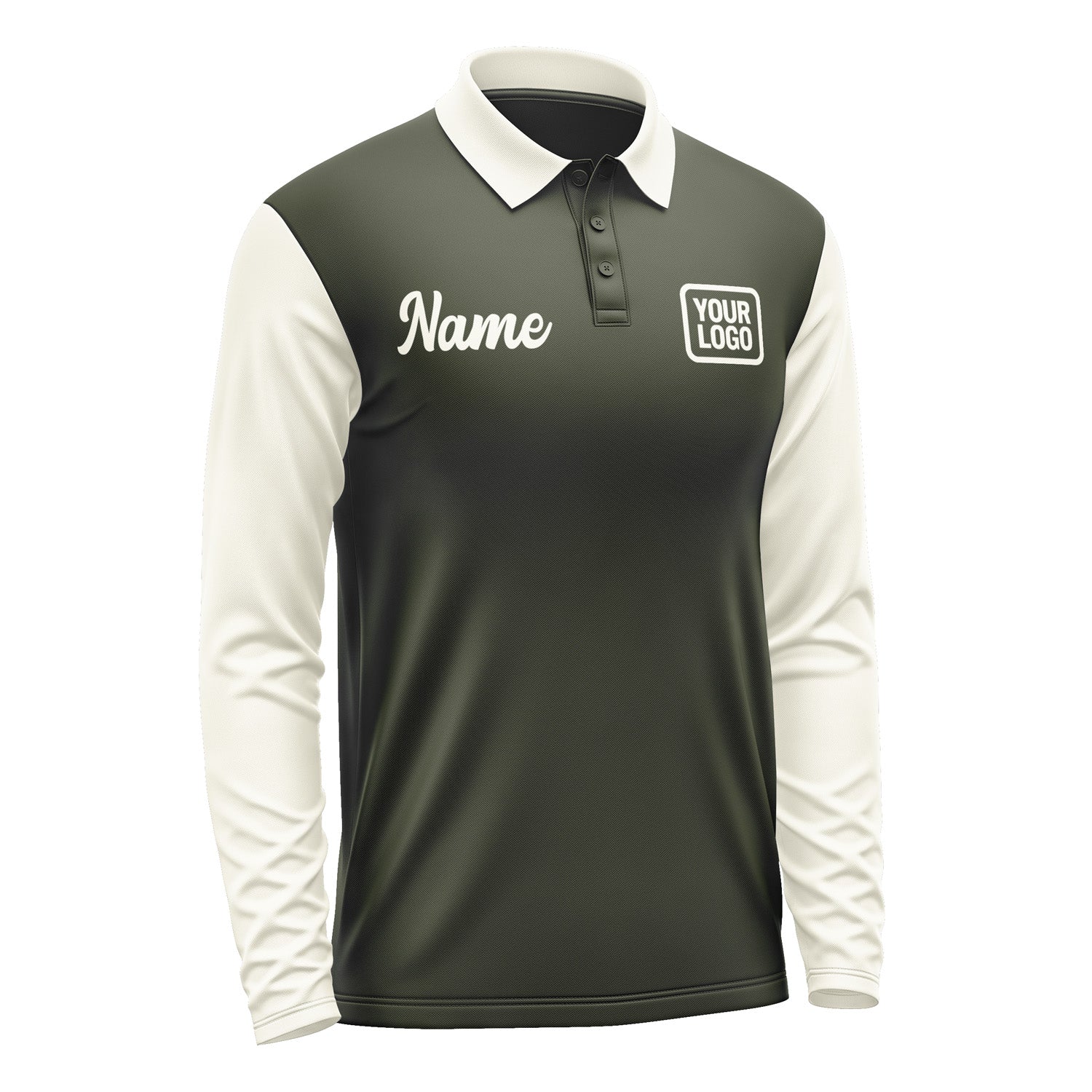 Custom Olive Cream Long Sleeve Polo Shirt Pl020303B103