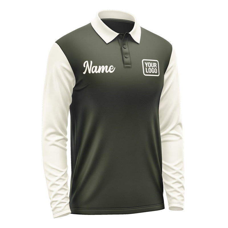 Custom Olive Cream Long Sleeve Polo Shirt Pl020303B103