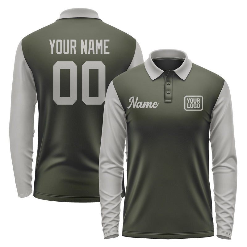 Custom Olive Gray Long Sleeve Polo Shirt Pl020404B104
