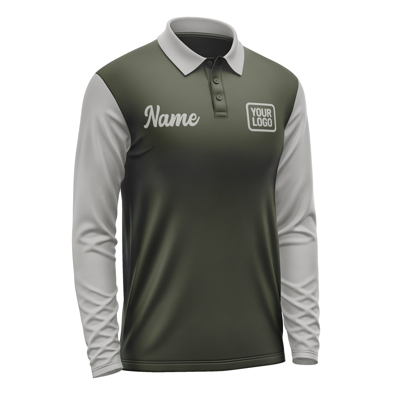 Custom Olive Gray Long Sleeve Polo Shirt Pl020404B104