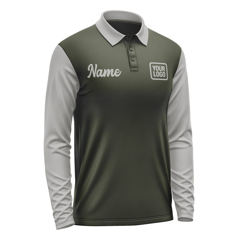 Custom Olive Gray Long Sleeve Polo Shirt Pl020404B104