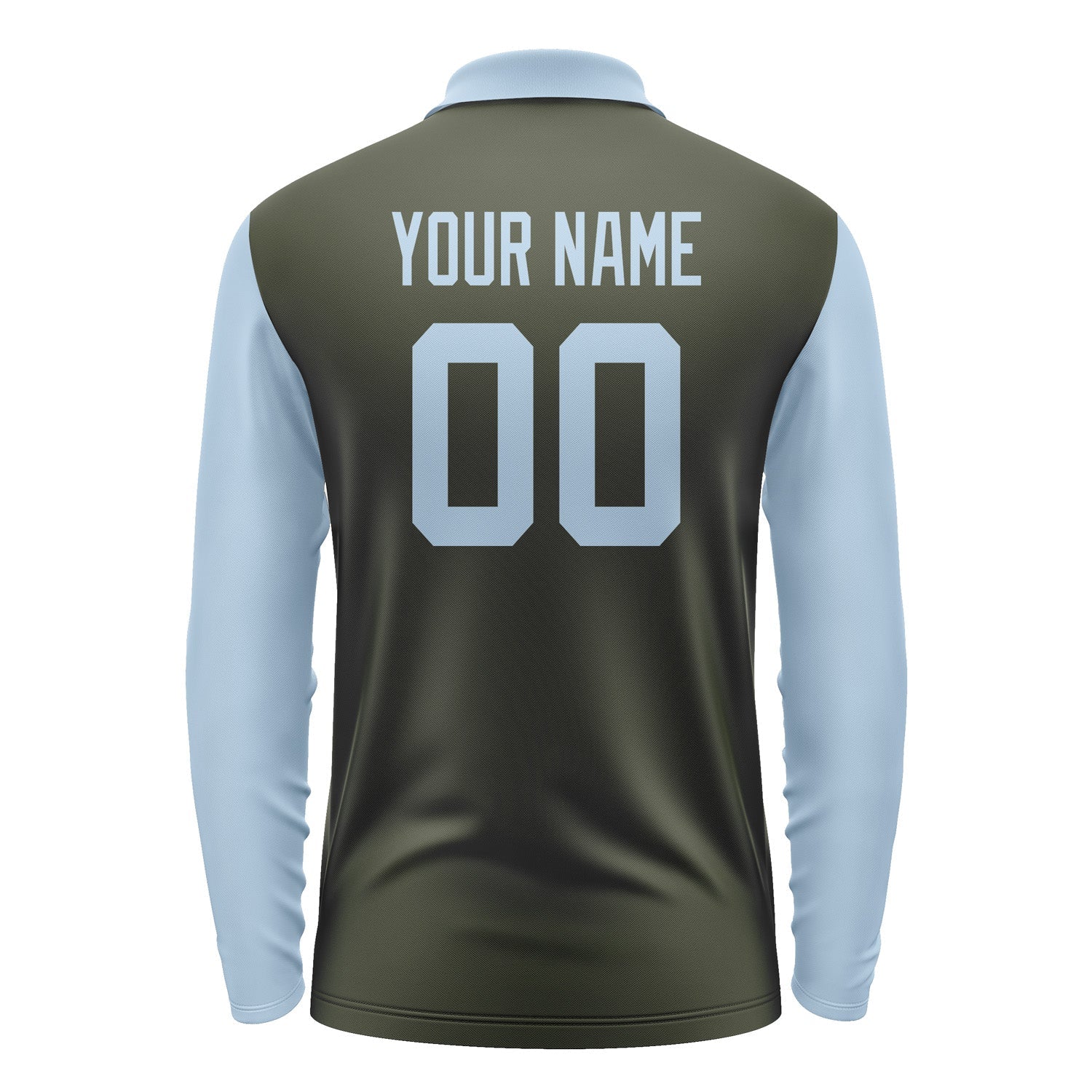 Custom Olive Light Blue Long Sleeve Polo Shirt Pl020808B108
