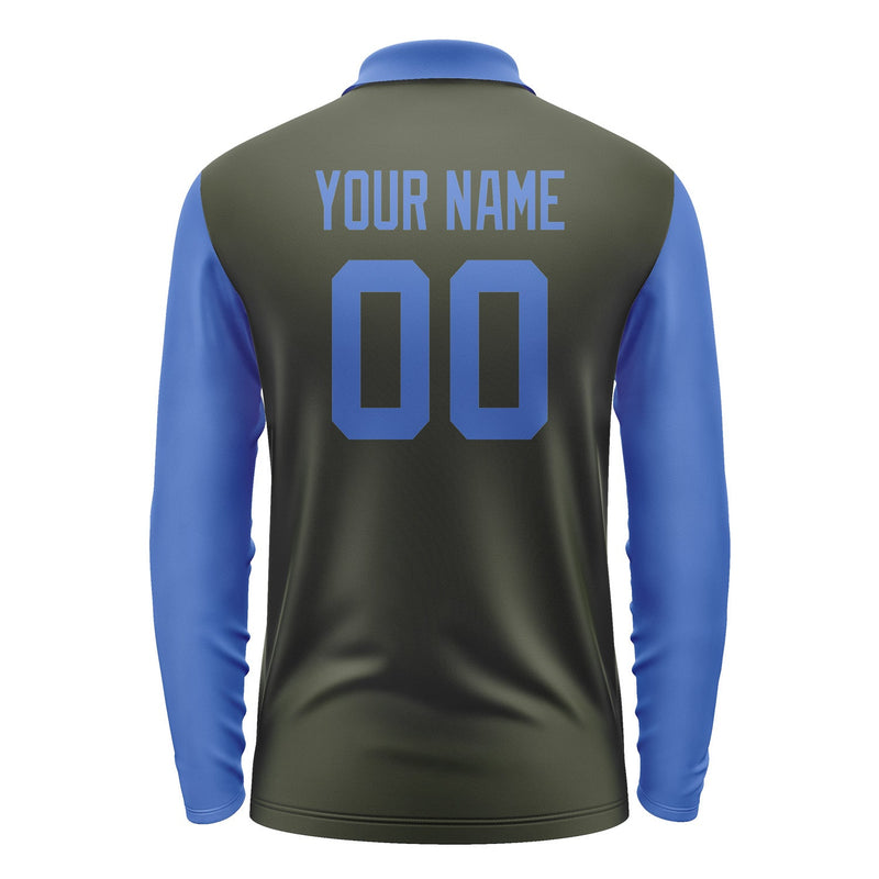 Custom Olive Sky Blue Long Sleeve Polo Shirt Pl020909B109