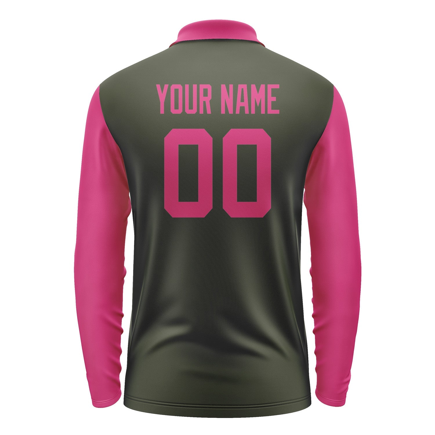 Custom Olive Pink Long Sleeve Polo Shirt Pl021313B113