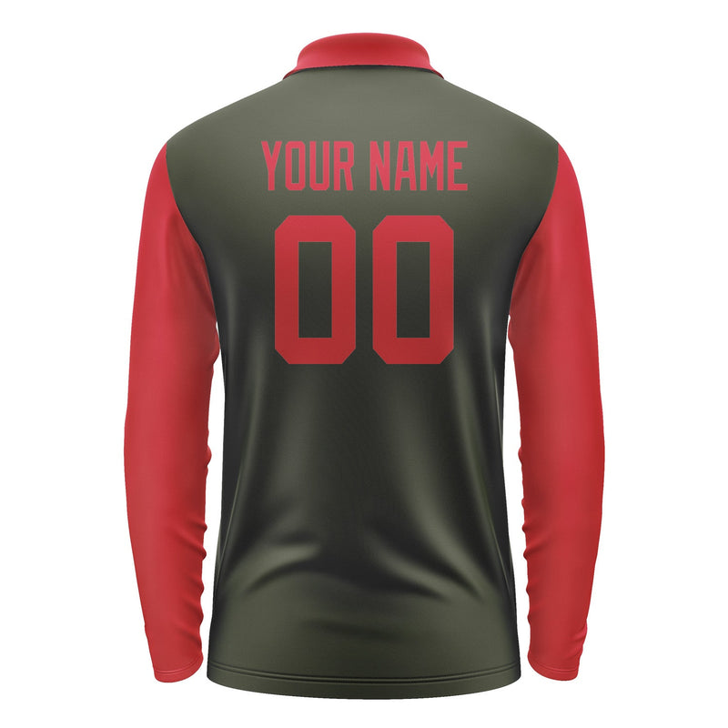Custom Olive Red Long Sleeve Polo Shirt Pl021414B114
