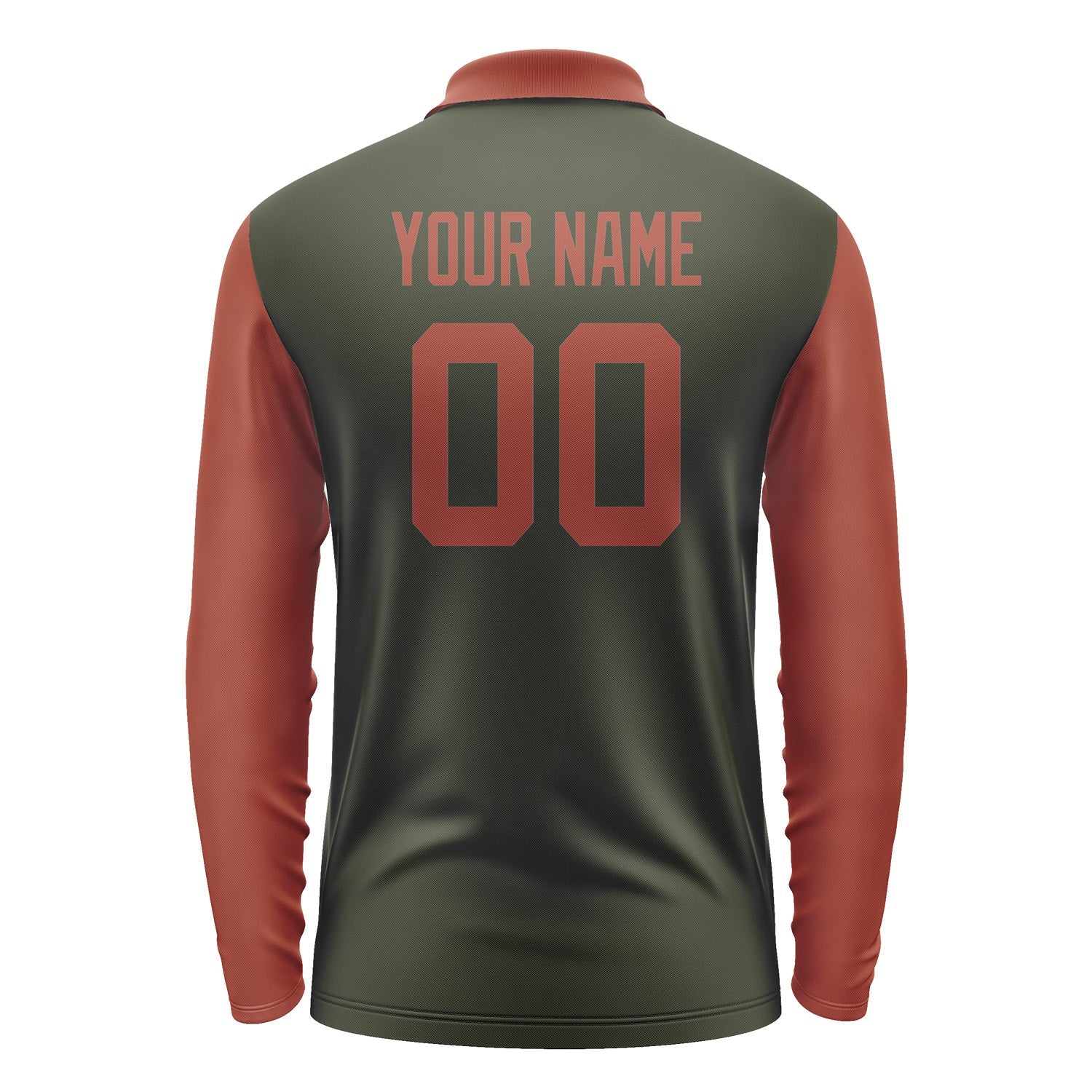 Custom Olive Coral Red Long Sleeve Polo Shirt Pl021616B116