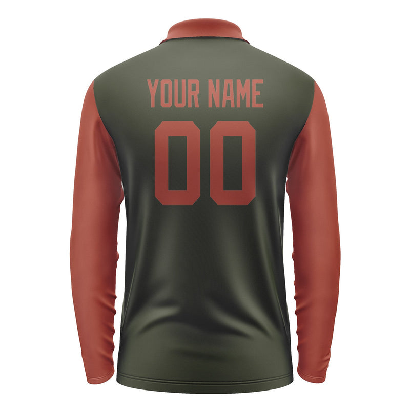 Custom Olive Coral Red Long Sleeve Polo Shirt Pl021616B116