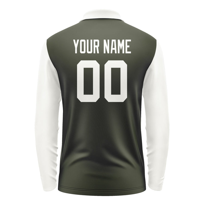 Custom Olive White Long Sleeve Polo Shirt Pl021818B118