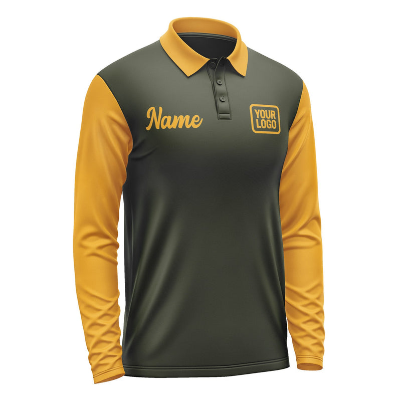 Custom Olive Yellow Long Sleeve Polo Shirt Pl021919B119